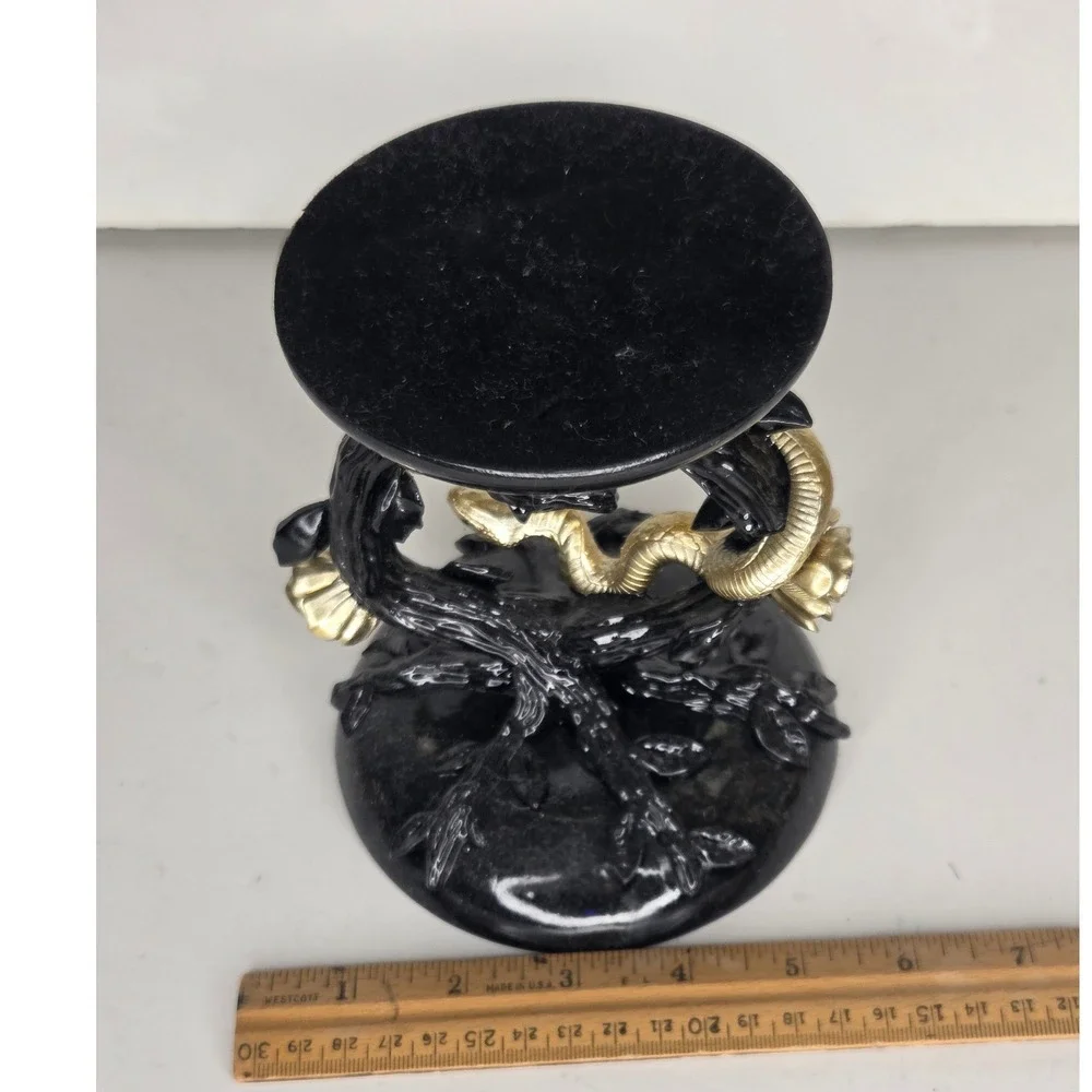 Bath & Body Works Snake Rose Candle Pedestal Holder Black Gold 3-Wick Gothic